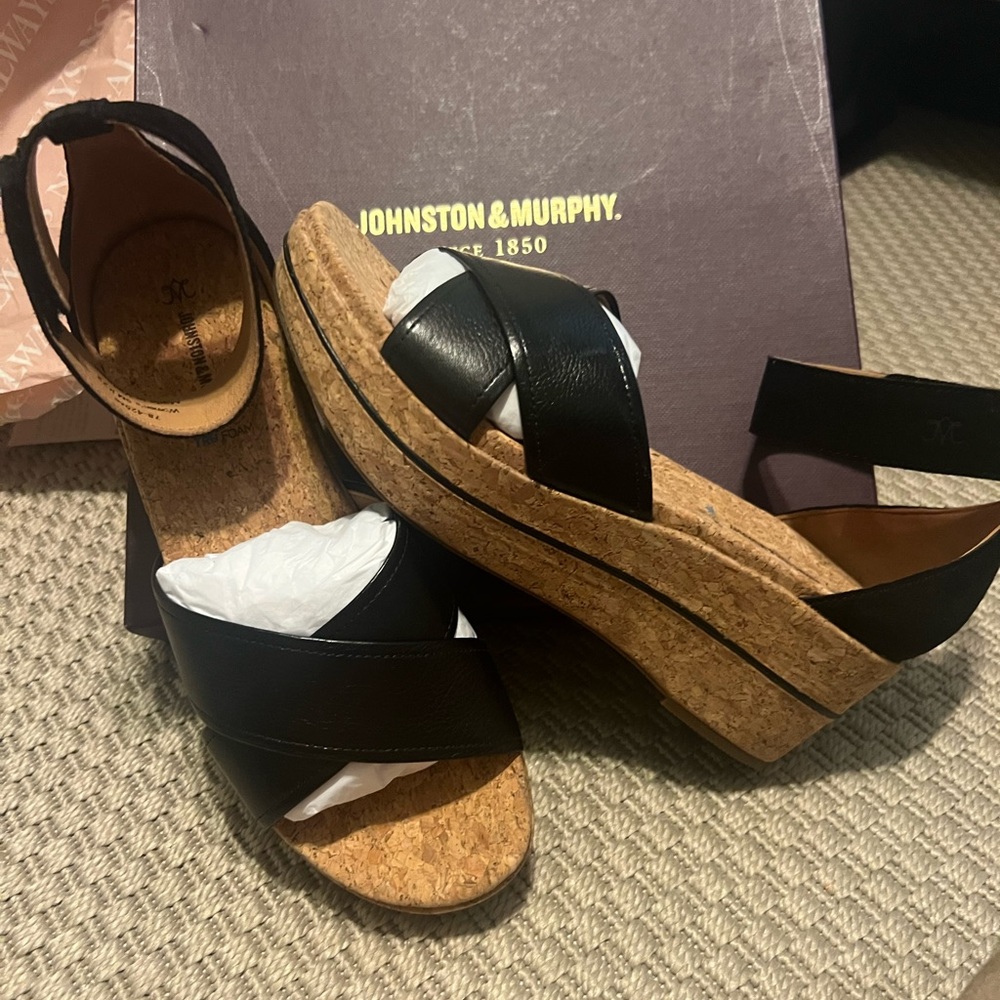 Johnston & Murphy Black Platform Shoes